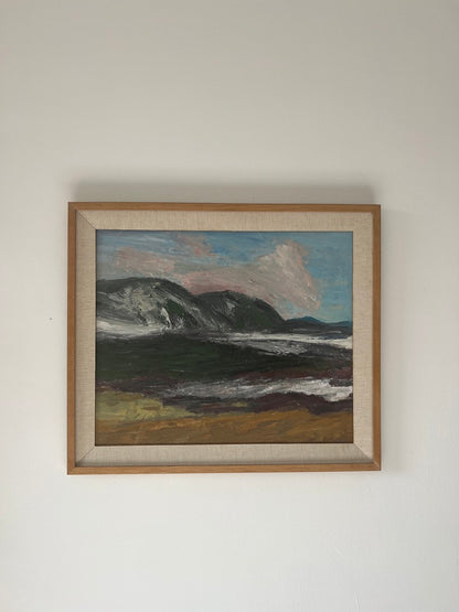Swedish landscape oil in a wooden frame
