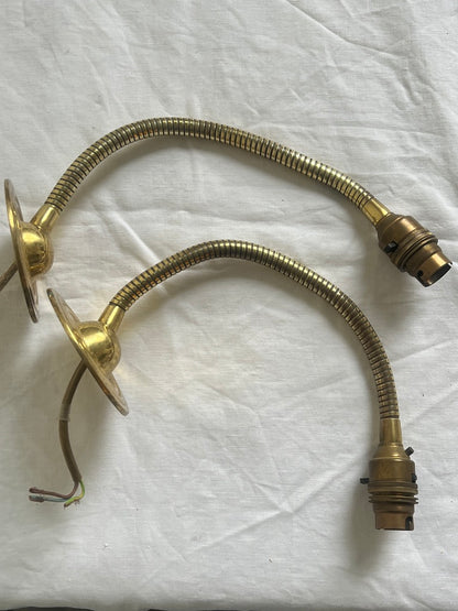 PAIR OF BRASS BENDABLE WALL LIGHTS
