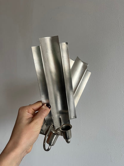 PAIR OF SILVER ENGRAVED SCONCES