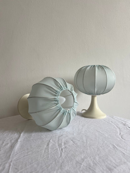Pair of baby blue cocoon bedside lights