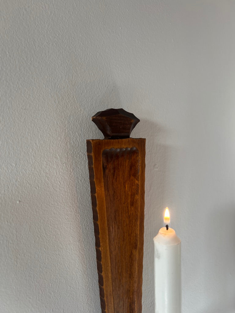 PAIR OF SLIM WOODEN SCONCES