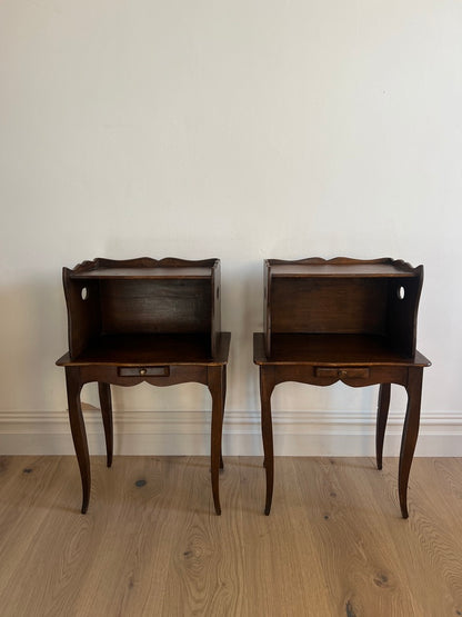 PAIR OF FRENCH WOODEN BEDSIDE TABLES