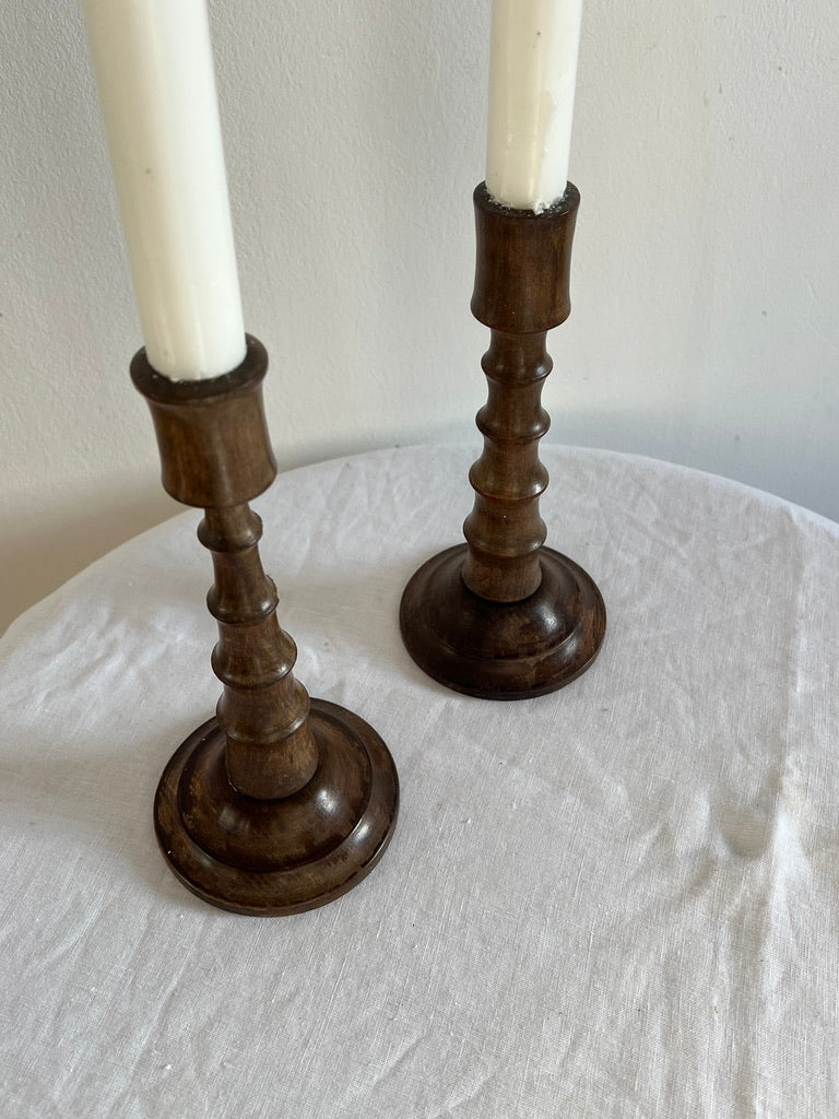PAIR OF FAUX BAMBOO CANDLE STICKS