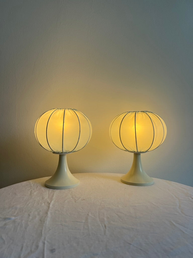 Pair of baby blue cocoon bedside lights