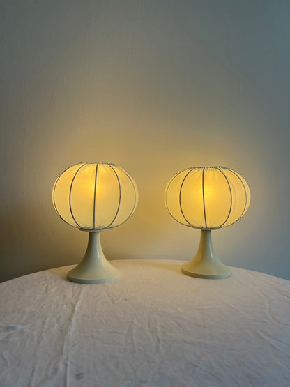 Pair of baby blue cocoon bedside lights