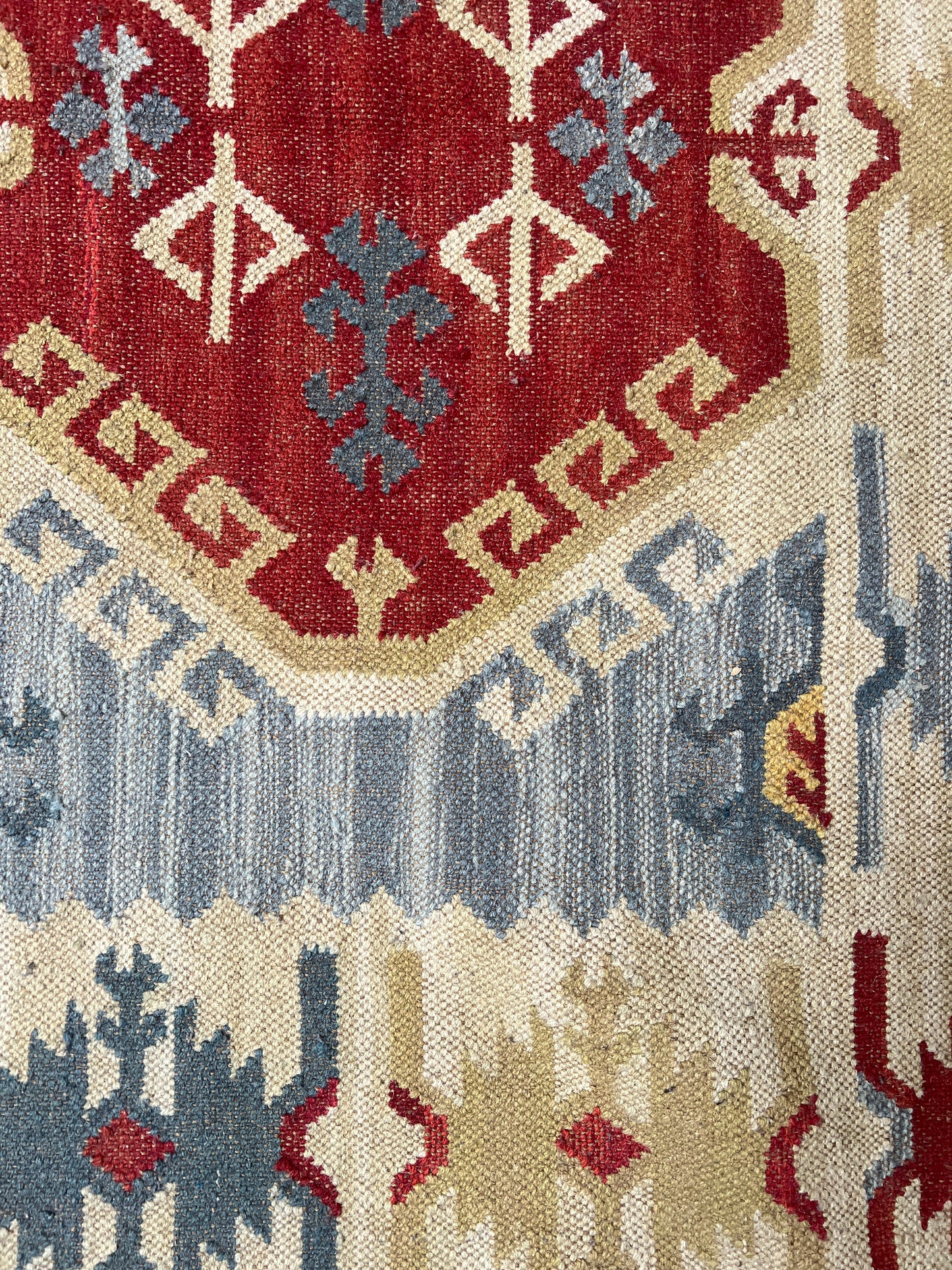 LARGE RED & BLUE VINTAGE RUG