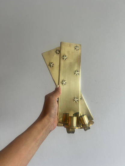Pair of brass star sconces