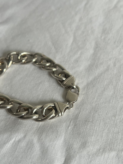UNISEX ITALIAN SILVER HOLLOW CHUNKY CURB BRACELET
