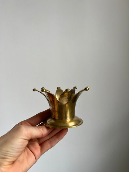 Swedish brass crown candle holders