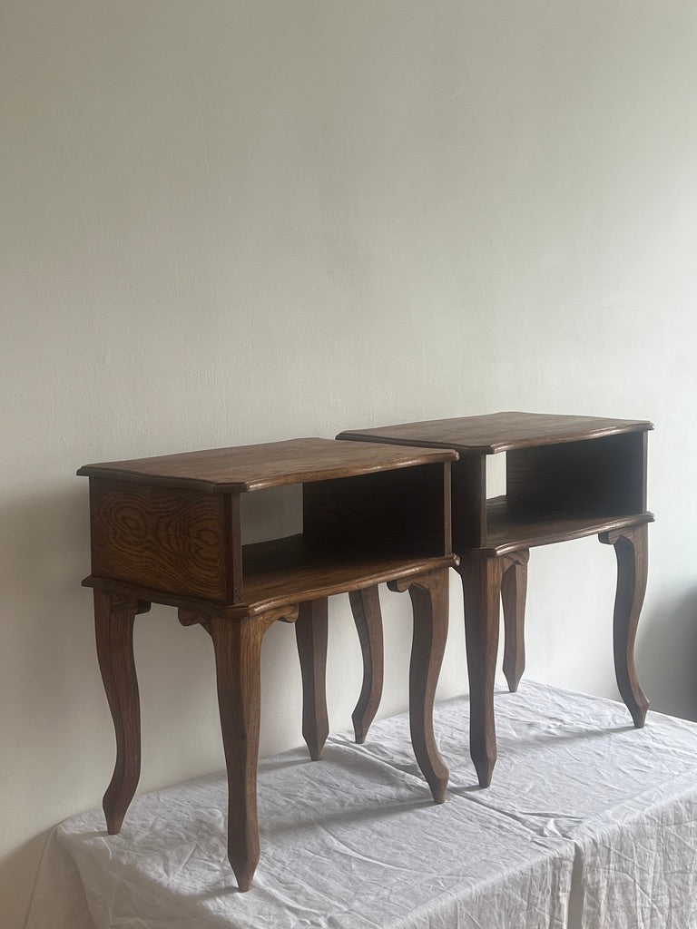 PAIR OF FRENCH OAK BEDSIDE TABLES