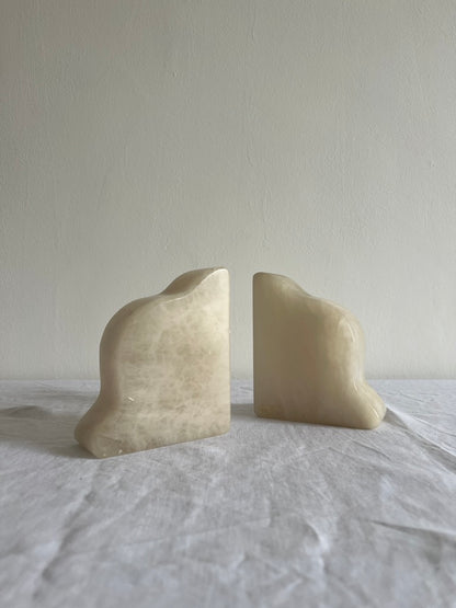 Pair of marble white 'cloud' book ends