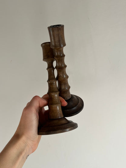 PAIR OF FAUX BAMBOO CANDLE STICKS