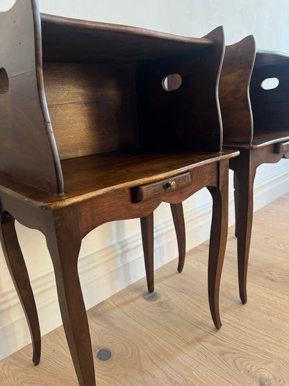 PAIR OF FRENCH WOODEN BEDSIDE TABLES