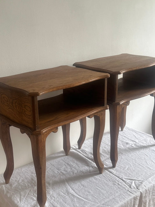 PAIR OF FRENCH OAK BEDSIDE TABLES