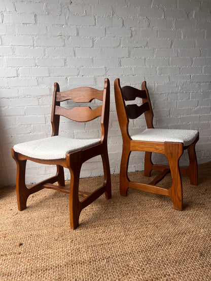 SET OF SIX OAK RAZOR DINING CHAIRS