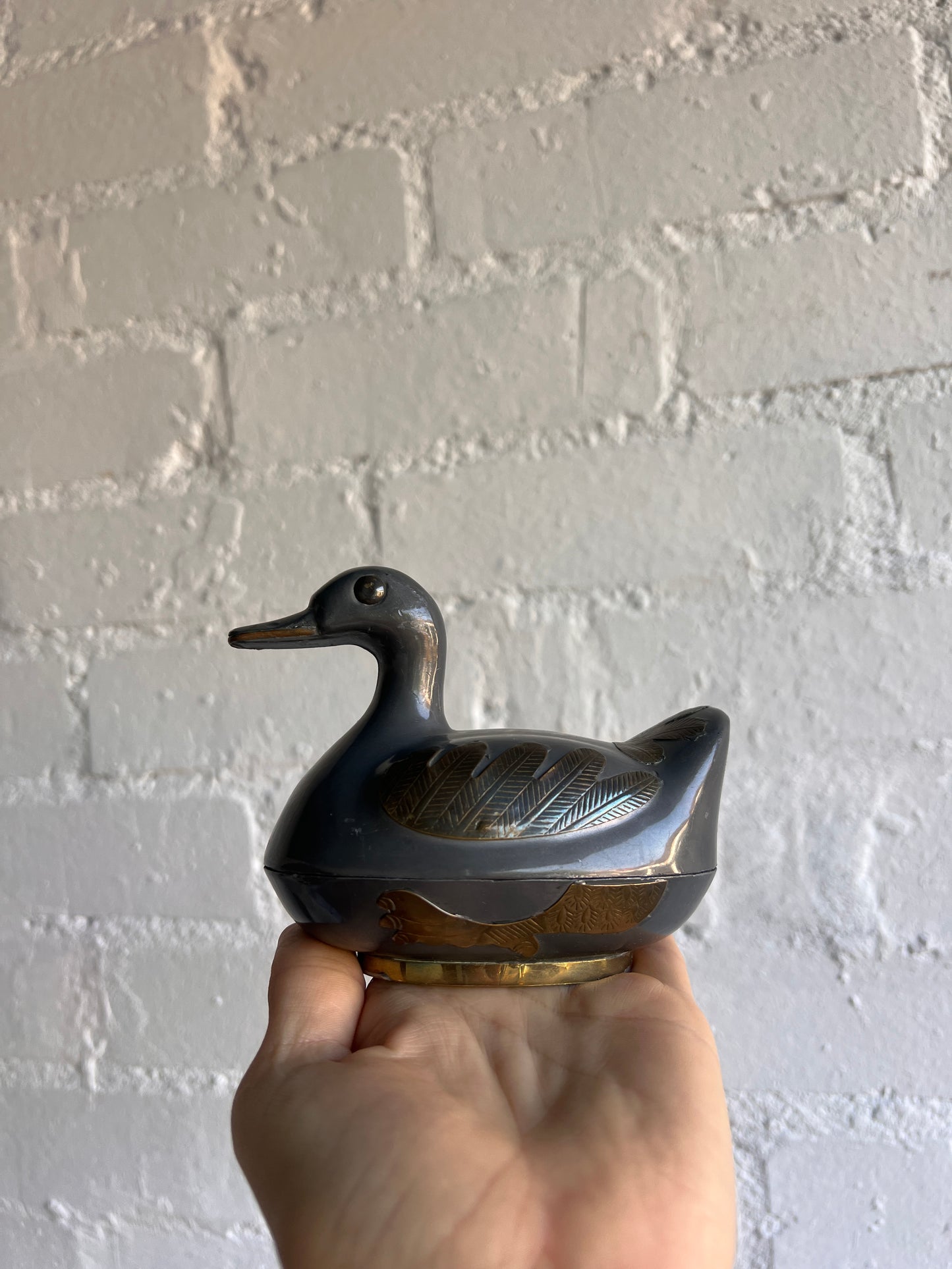 PEWTER FRENCH DUCK TRINKET BOX