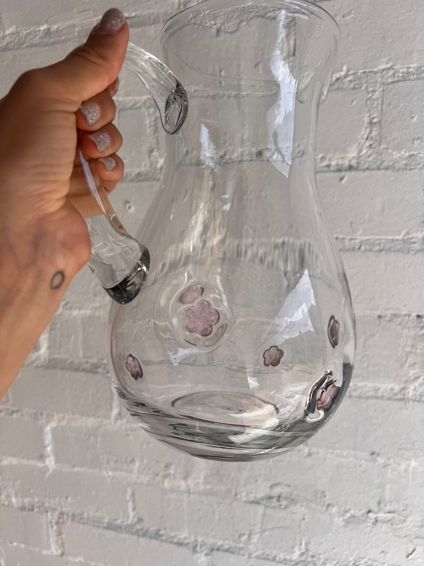 PINK FLOWER GLASS JUG
