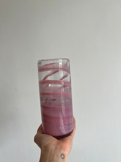 PINK SWIRL SMALL GLASS VASE