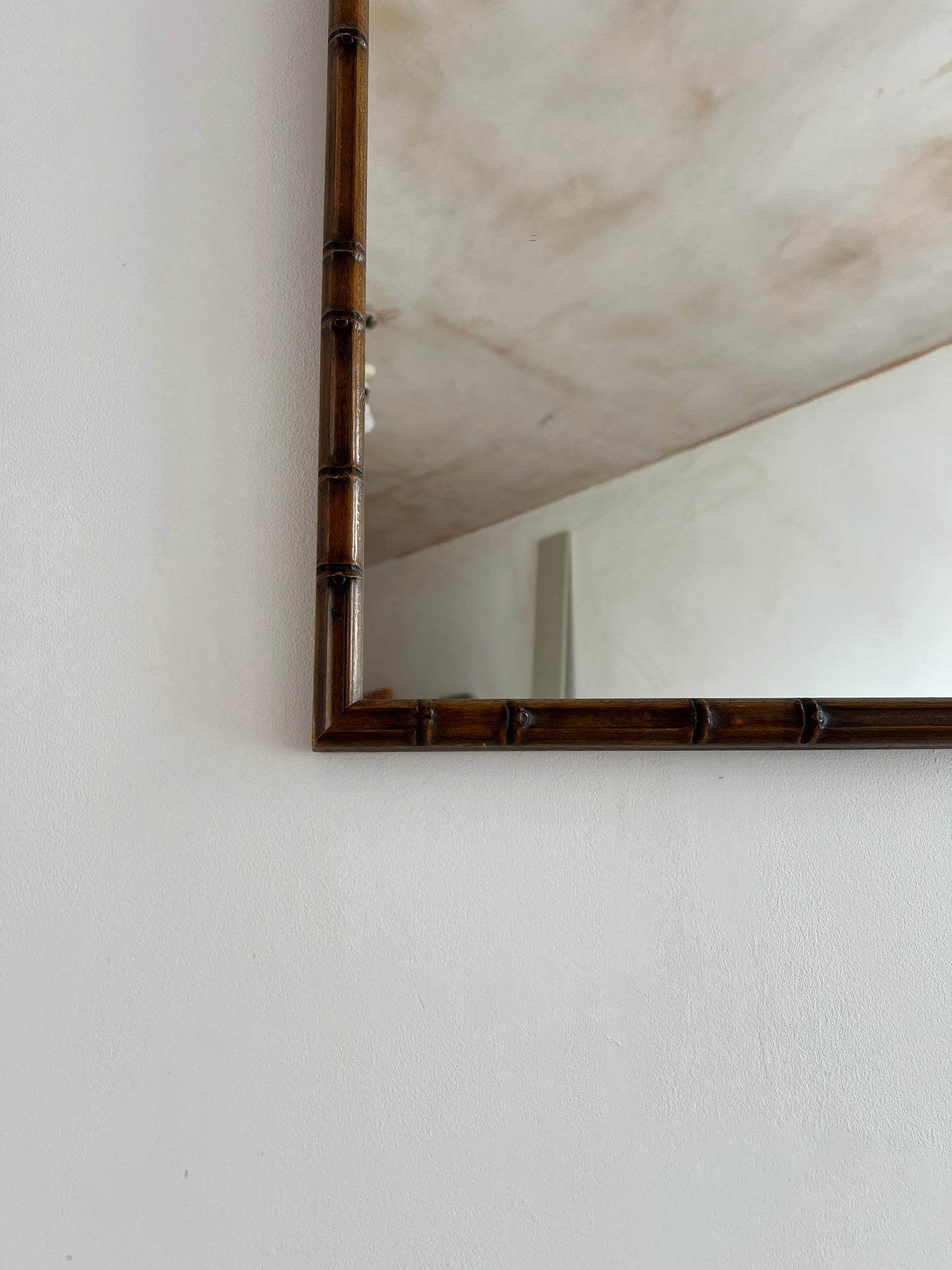 SQUARE WOODEN BAMBOO FRAMED MIRROR