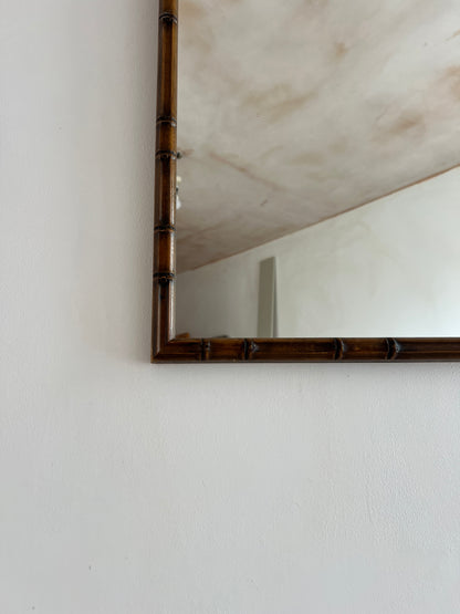 SQUARE WOODEN BAMBOO FRAMED MIRROR