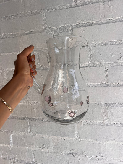 PINK FLOWER GLASS JUG