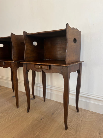 PAIR OF FRENCH WOODEN BEDSIDE TABLES