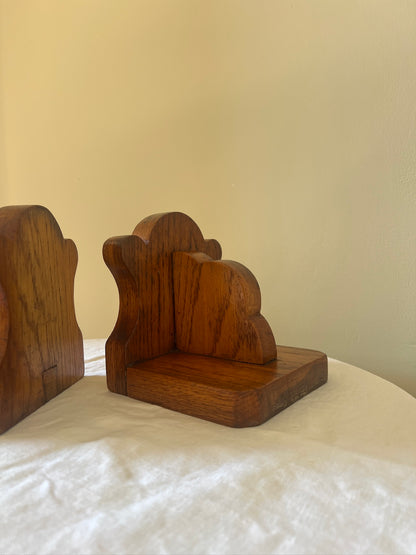 PAIR OF WOODEN CLOUD BOOK ENDS