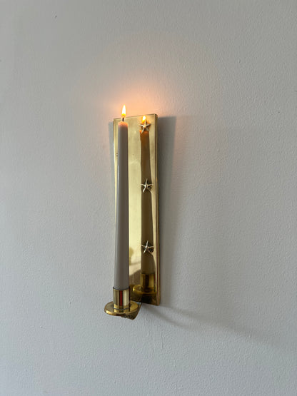 Pair of brass star sconces