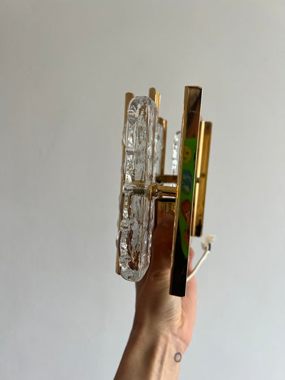 Pair of Mid Century brass & glass wall lights by Swedish designer