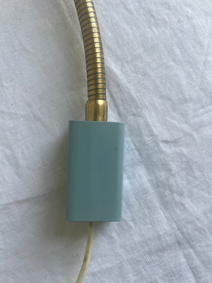 Pair of 50s baby blue brass and metal shades wall lights