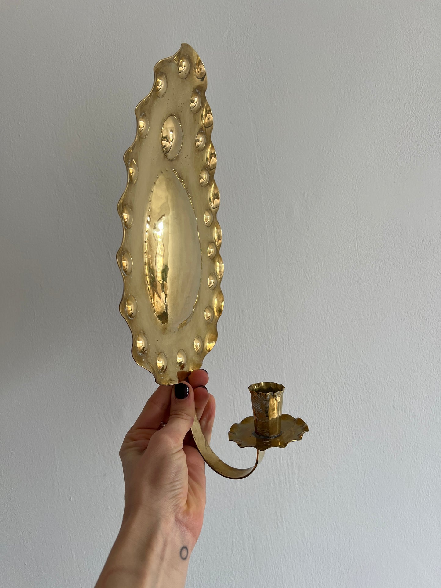 Pair of vintage Swedish brass teardrop sconces