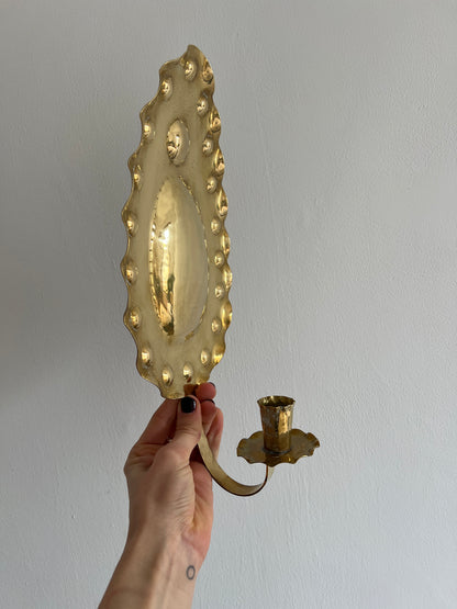 Pair of vintage Swedish brass teardrop sconces