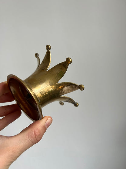 Swedish brass crown candle holders