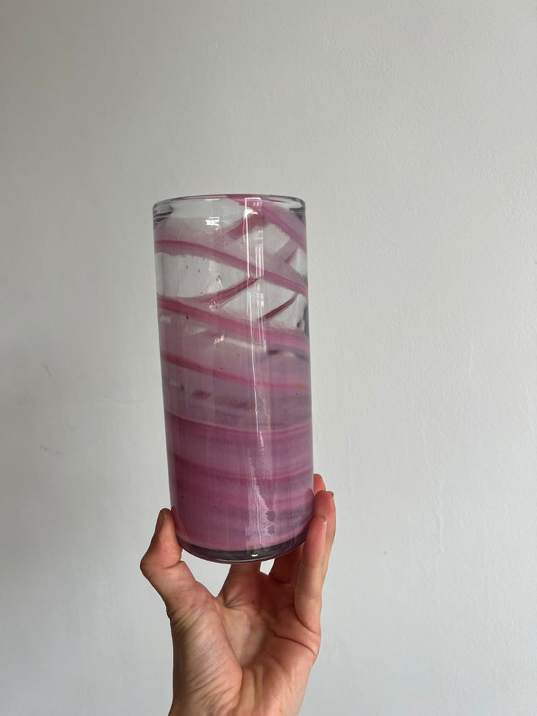 PINK SWIRL SMALL GLASS VASE