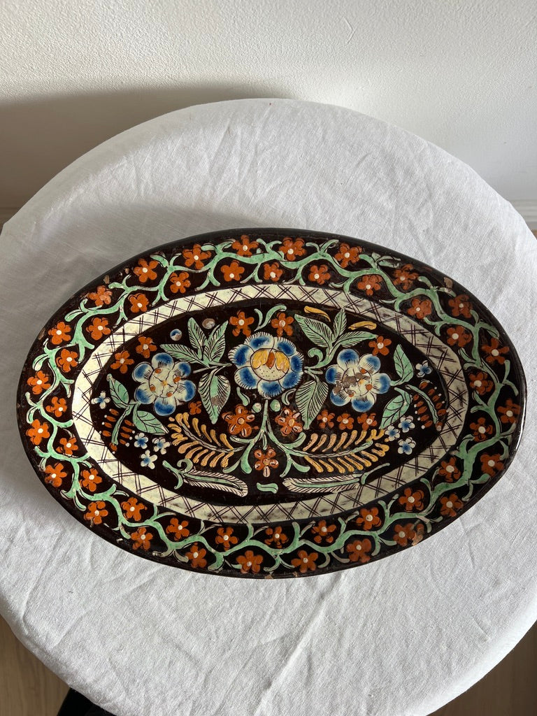 OVAL HAND PAINTED SERVING PLATE