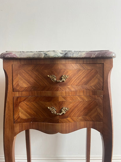 PAIR OF FRENCH MARBLE BEDSIDE TABLES