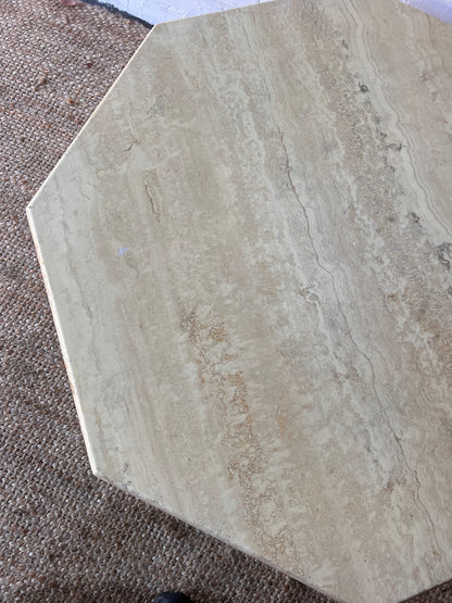 FRENCH OCTAGONAL CREAM TRAVERTINE TABLE