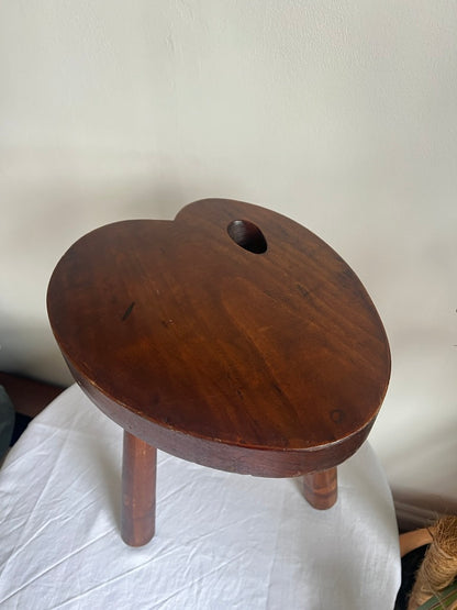 French art palette heart shaped wooden tripod stool