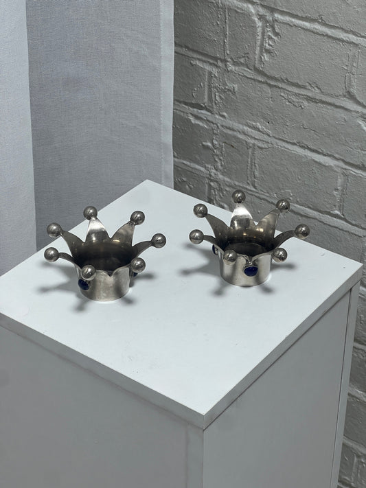 PAIR OF SILVER CHROME CANDLE HOLDERS
