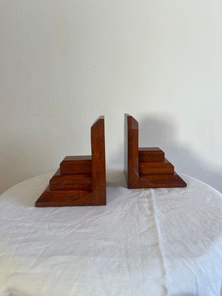 PAIR OF ART DECO WOODEN BOOK ENDS