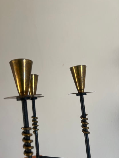 70S SWEDISH TRIPOD BLACK CANDLE HOLDER
