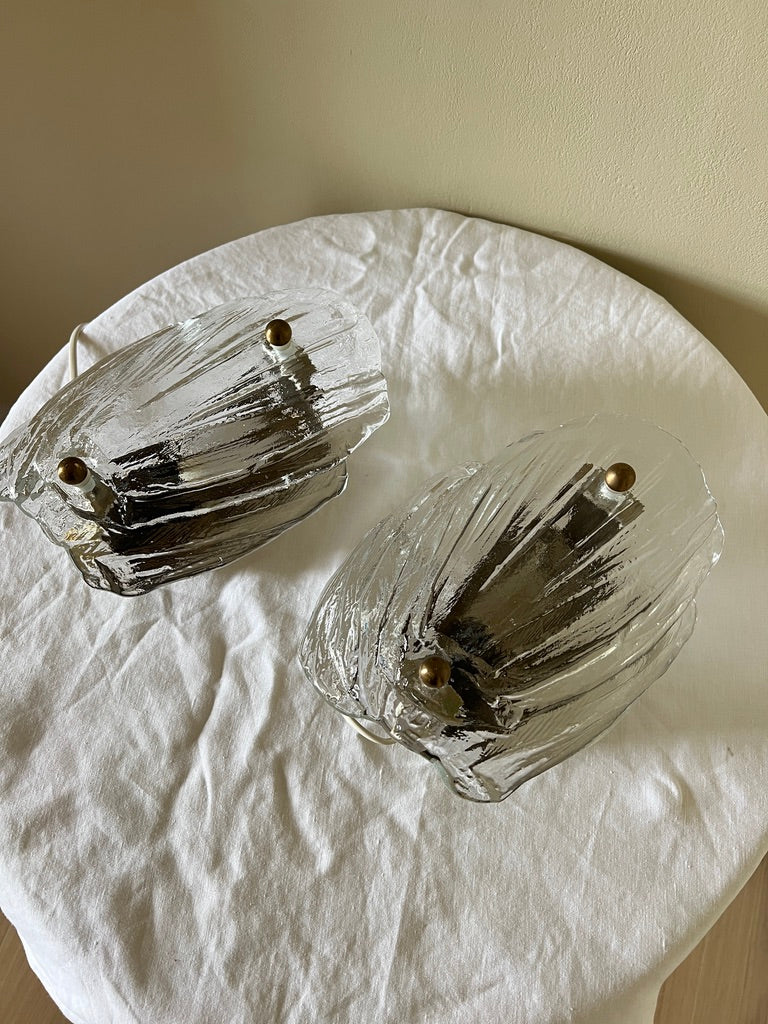 60S PAIR OF GLASS WALL LIGHTS