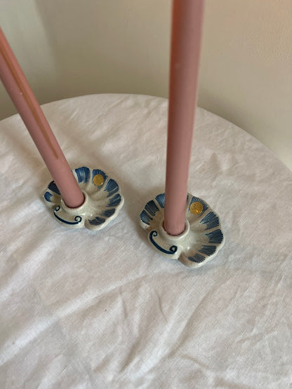 PAIR OF SWEDISH SHELL CANDLE HOLDERS