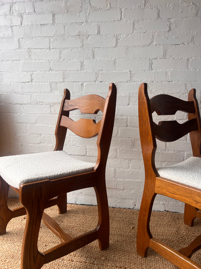 SET OF SIX OAK RAZOR DINING CHAIRS