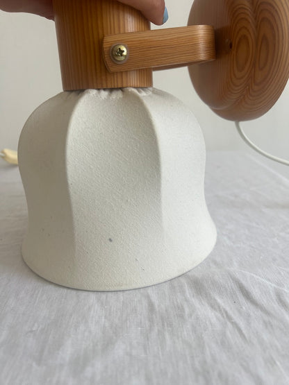 Pair of Swedish cocoon shade pine wall lights