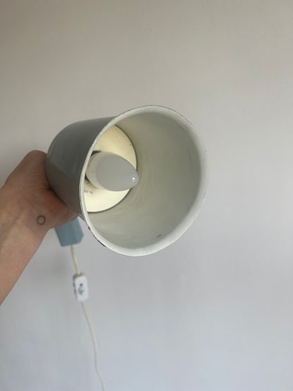 Pair of 50s baby blue brass and metal shades wall lights