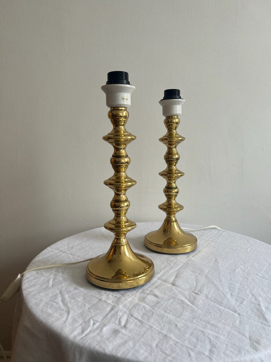 Pair of Mid Century Swedish brass matching table lamps