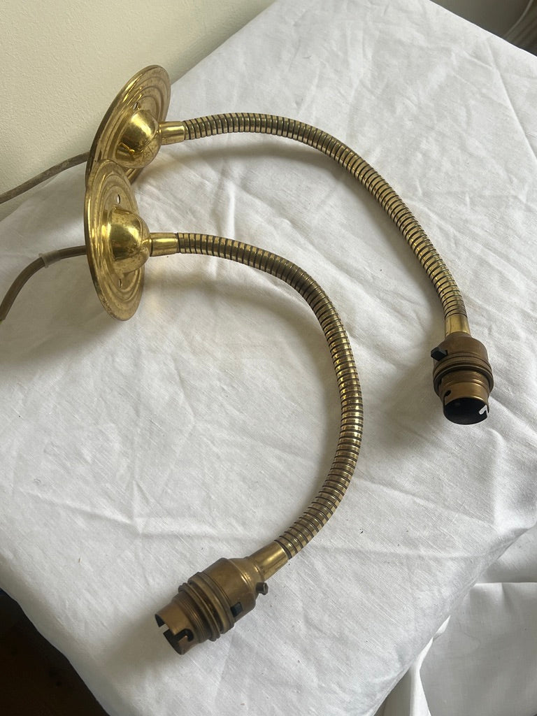 PAIR OF BRASS BENDABLE WALL LIGHTS