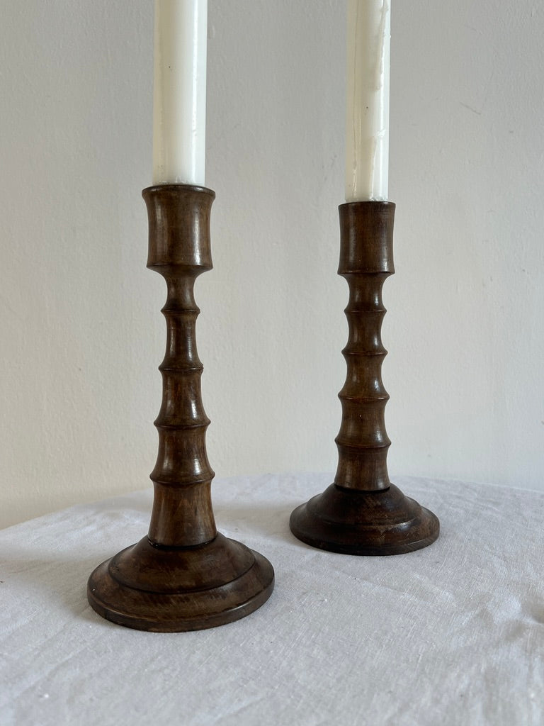 PAIR OF FAUX BAMBOO CANDLE STICKS