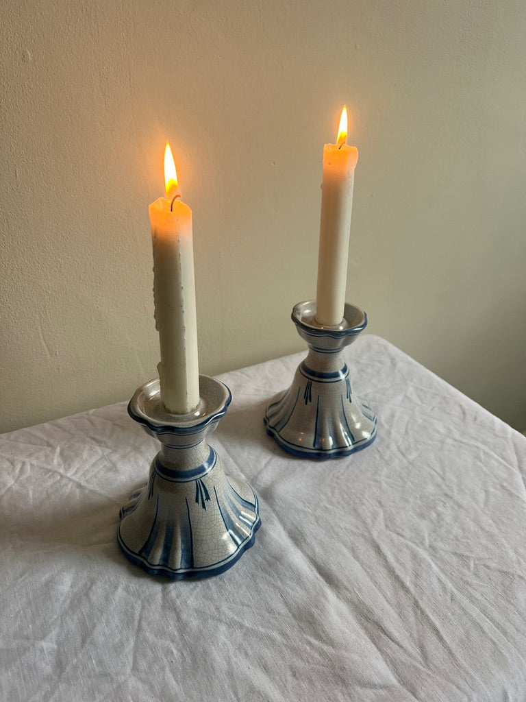 PAIR OF SWEDISH 30S CERAMIC CANDLE HOLDERS